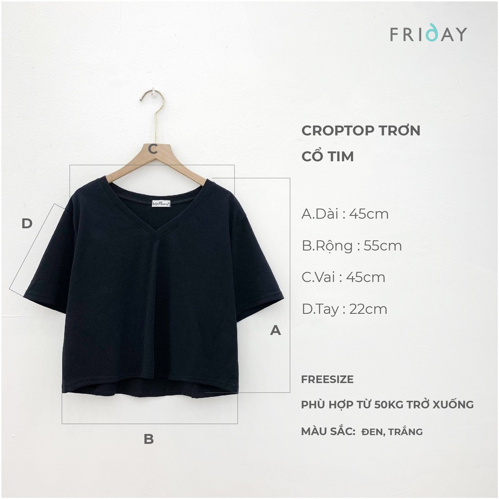 Áo croptop trơn cổ tim Friday