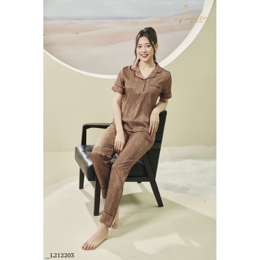 Bộ Pyjama lụa trơn cao cấp mềm mịn thoáng mát Mộc Eva L212203