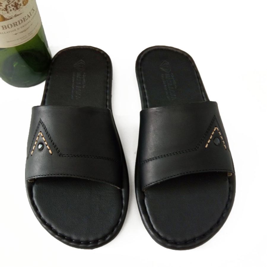 Dép nam quai ngang thời trang đi mưa chống trơn trượt da bò cao cấp AT204