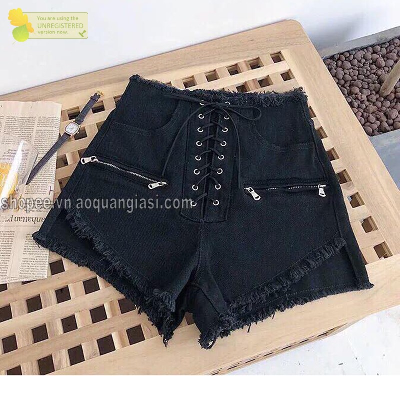 Quần short lưng tua dây kéo đùi mẫu 6 MT406