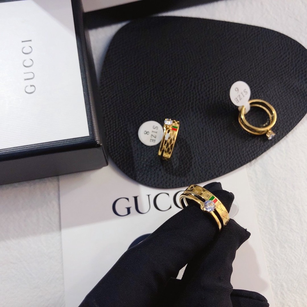 GUCCI Nhẫn đeo tay kim loại phong cách Hàn Quốc cho nữ 925
