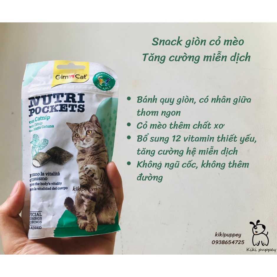 Gói lớn Snack thưởng cho mèo ngừa búi lông, hỗ trợ tiêu hóa Gimcat Nutri Pockets