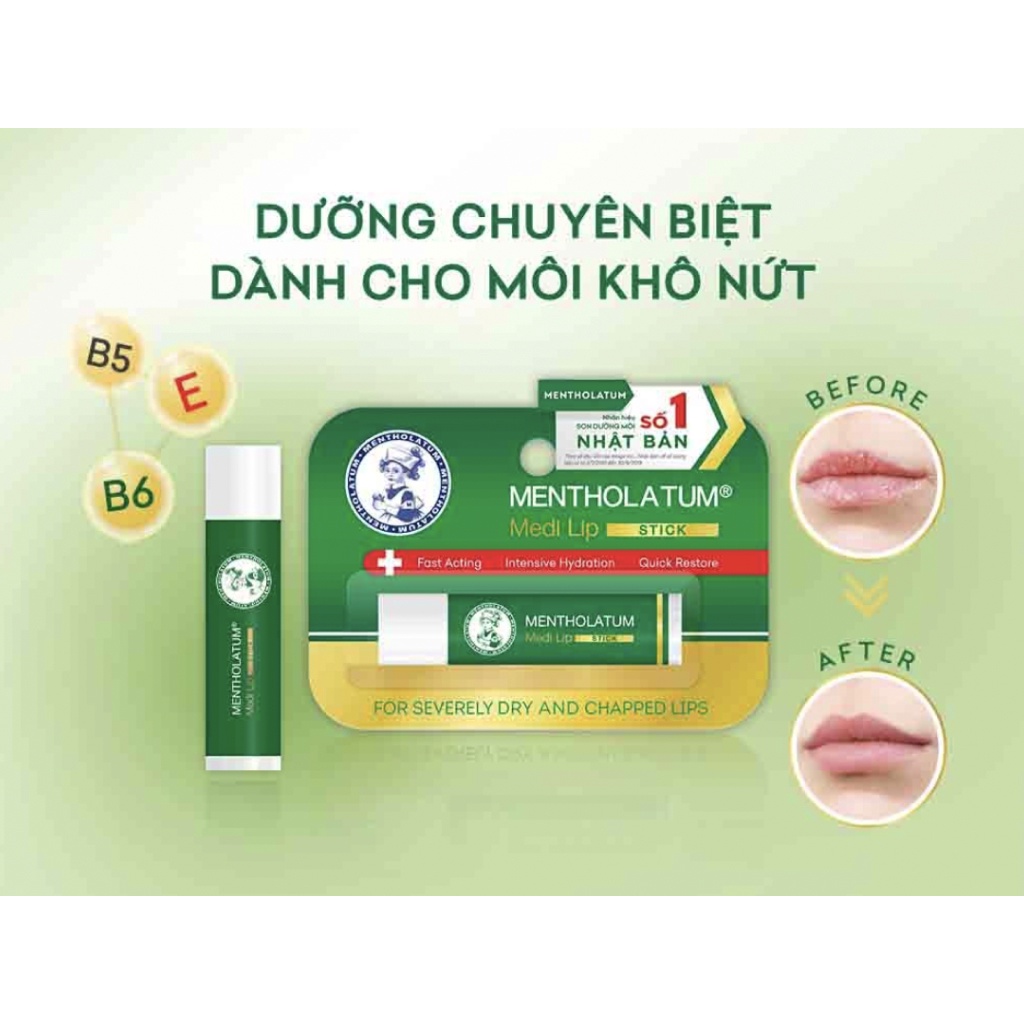 Sáp dưỡng môi chuyên biệt dành cho môi khô, nứt nẻ Mentholatum Medi Lip