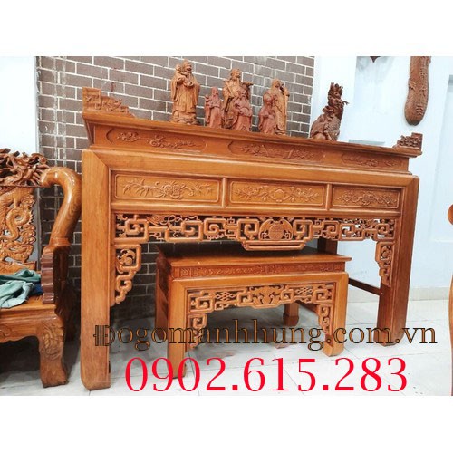 Bàn thờ gia tiên lớn ,Bộ bàn thờ mẹ con gỗ gõ đỏ kích thước: 197 x 127 x 87