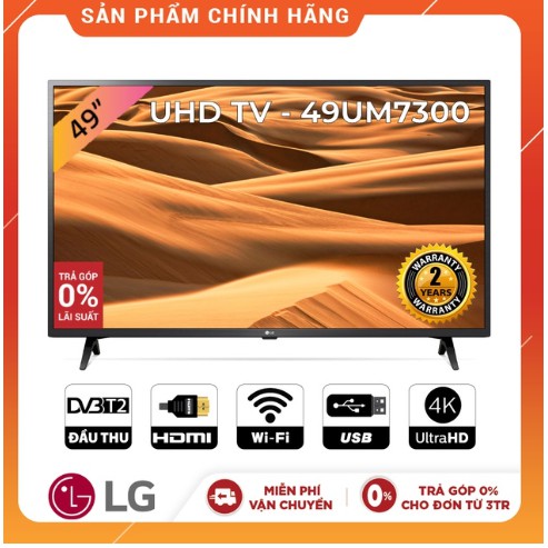 Smart Tivi LG 49 Inch UHD 4K 49UM7300PTA Model 2019 - Có Magic Remote (Chính Hãng)