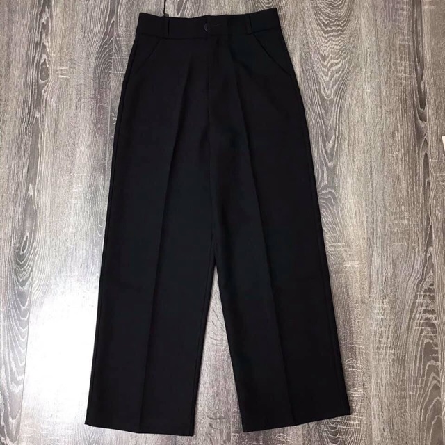 Quần culottes cạp cao - quần ống rộng 1 khuy