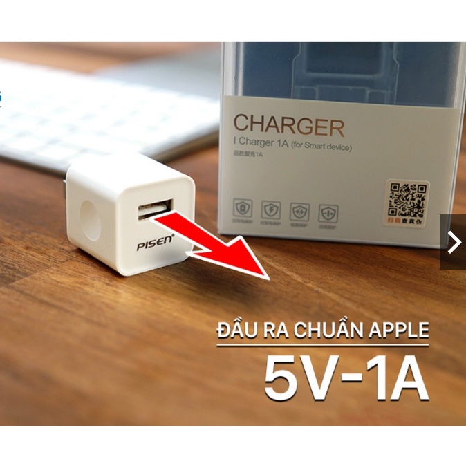 Củ Sạc Pisen 1A Chính Hãng Bảo Hành 12 Tháng - Adapter Pisen 1A