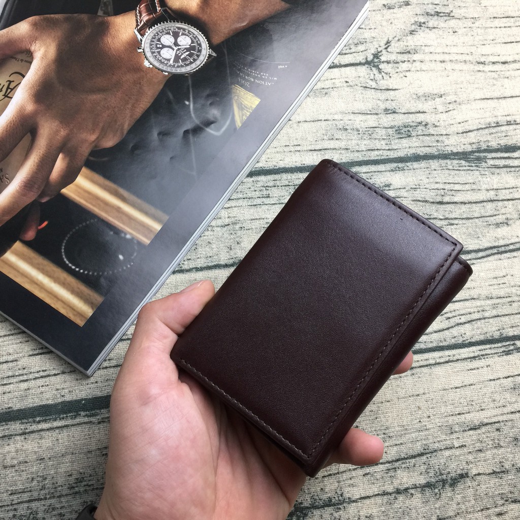 Ví nam da bò thật gập 3 WS102VB  - 100% da bò thật, BH 3 năm