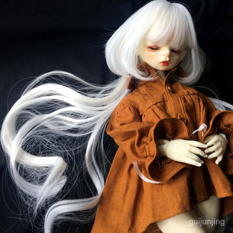 Hàng Mới Về Tóc Giả Búp Bê BJD 3/4/6 Điểm Màu Trắng Vàng Phong Cách Cổ Điển
