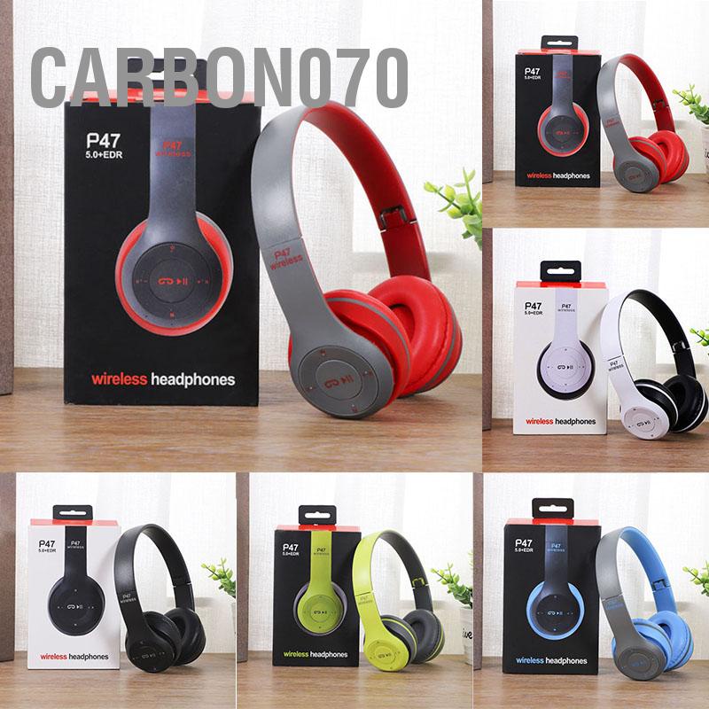 Hàng Sẵn Tai Nghe Chụp Tai Bluetooth P47 Có thể gập lại không dây tiện dụng Âm Bass Cực Chất【Carbon070】