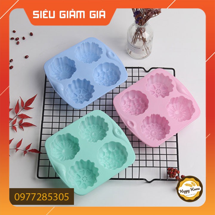 Khuôn silicon làm bánh trung thu hình 4 bông hoa nhỏ - Dụng cụ làm bánh