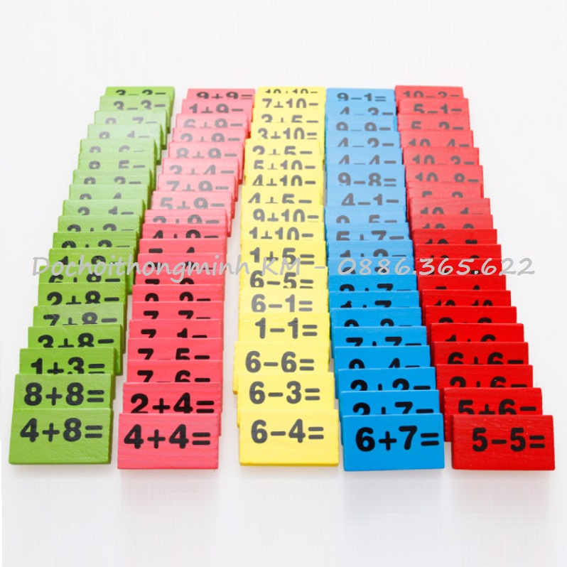 Đồ chơi Domino 110 quân bằng gỗ tặng kèm 100 que tính - Domino học toán/ xếp hình cho bé