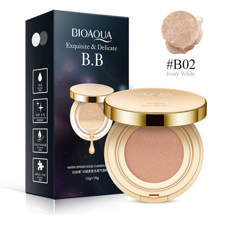 Phấn nước BB cream che khuyết điểm dưỡng ẩm và làm sáng da BIOAQUA có mút tán đi kèm | BigBuy360 - bigbuy360.vn