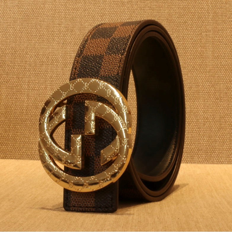 COMBO ( Thắt lưng - Ví da ) GG caro vàng phong cách trẻ - cực cá tính 2021