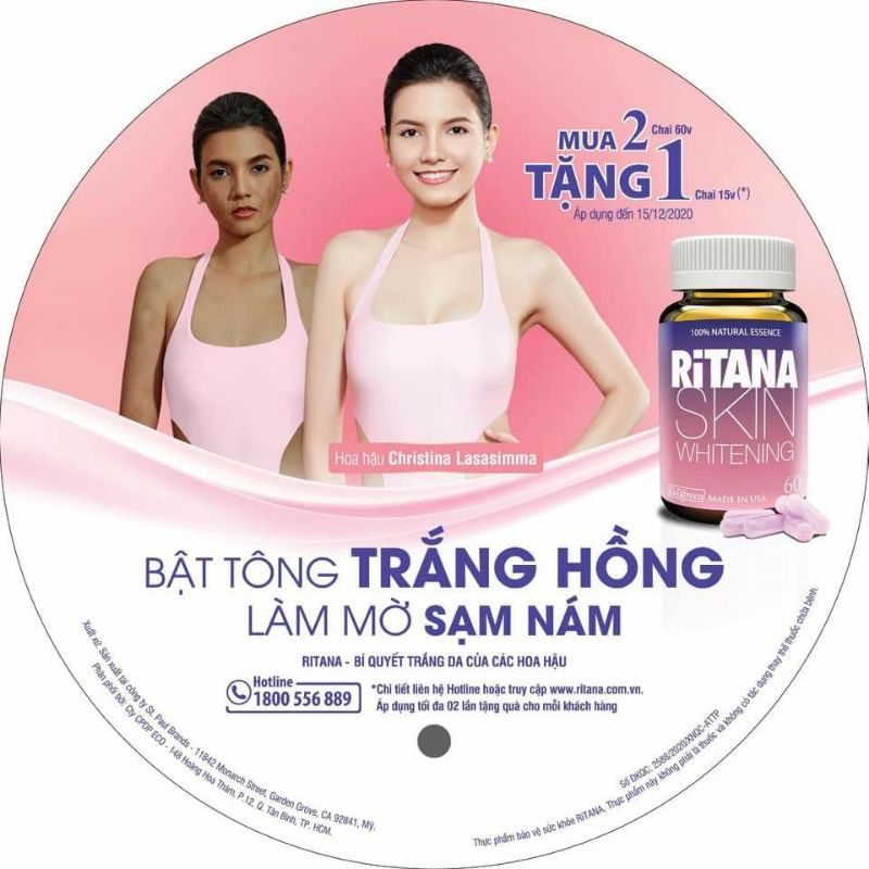 Viên uống trắng da RITANA 60 viên🔥tích điểm tặng 1 lọ 15v🔥Trắng Da - Mờ Nám - Chống nắng | BigBuy360 - bigbuy360.vn