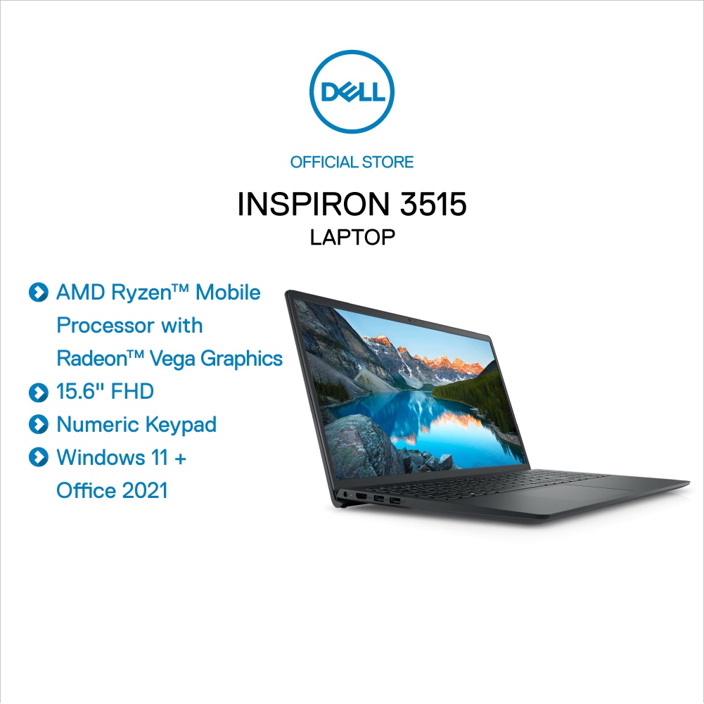 [Mã ELMALL500 giảm 10% đơn 500K] Laptop Dell INS15 3515 R5-3450U, 8GD4, 256SSD, 15.6&quot;FHD,W11SL+Office2021,Đen(G6GR72)