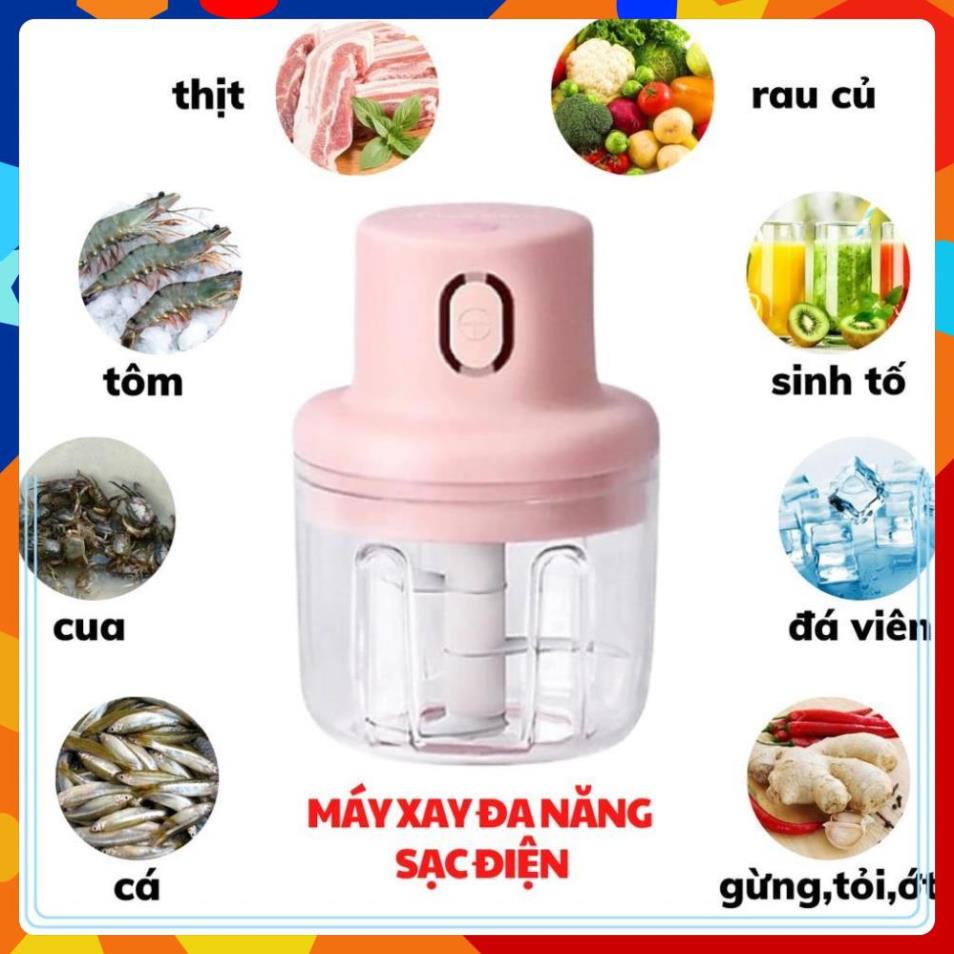 [Hàng Cao Cấp Loại 1] Máy Xay Mini Sạc Điện, Xay Thịt Ớt Hành Tỏi Rau Củ Quả Cầm Tay Siêu Tiện Lợi