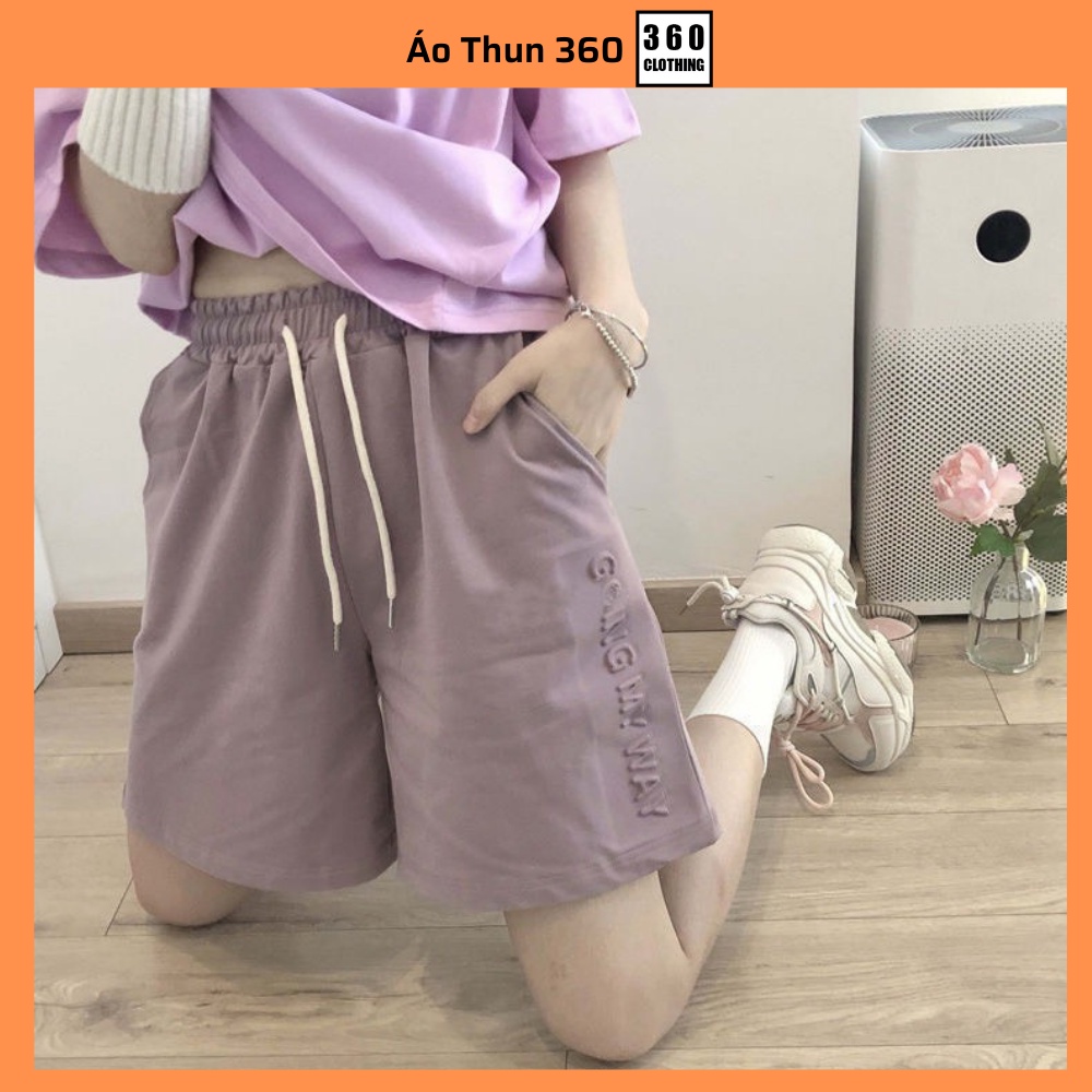 Quần Short unisex nam nữ Chữ Nổi chất cotton cao cấp, phong cách thể thao, mặc thoáng mát, co dãn 4 chiều