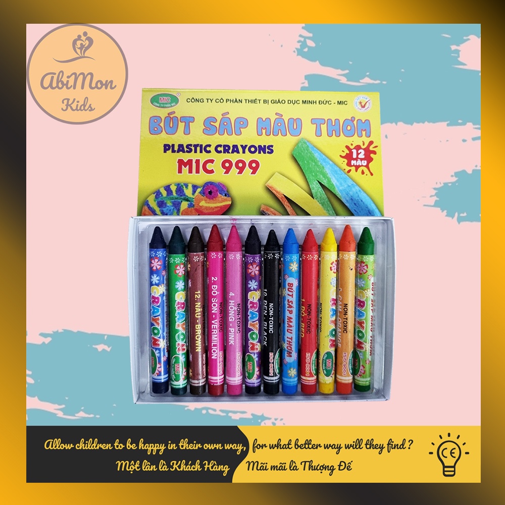 Bộ 12 Bút Sáp Màu Thơm MIC Cho Bé ☘️ Montessori cao cấp ✨ (Đồ chơi Gỗ - Đồ chơi Giáo Dục - An toàn - Thông minh)
