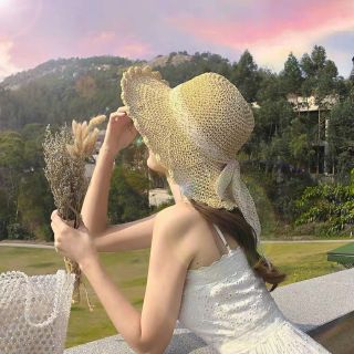 [ HÀNG CAO CẤP] Nón cói mềm nơ trắng tiểu thư