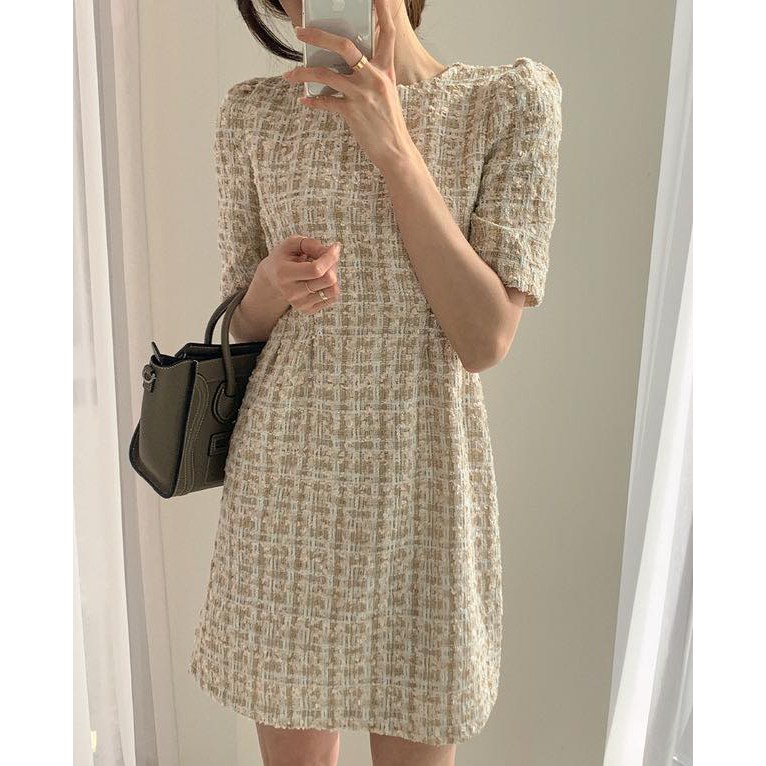 Milly Dress - Đầm vải bố xếp ly eo