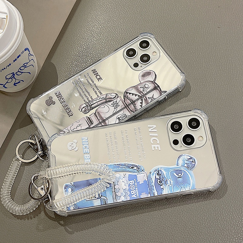 Ốp lưng điện thoại Iphone TRÁNG GƯƠNG Gấu Bearbrick cạnh vuông chống sốc ip7,8,plus/X,XS/XSMAX/11/11/12/13,pro,max