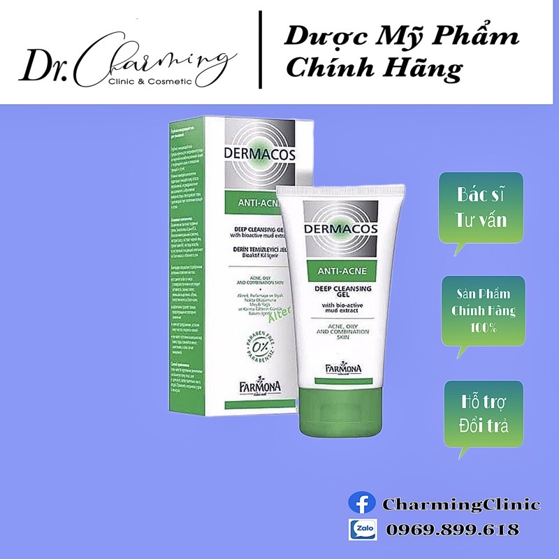 Sữa rửa mặt Dermacos Anti-Acne Deep Cleansing Gel