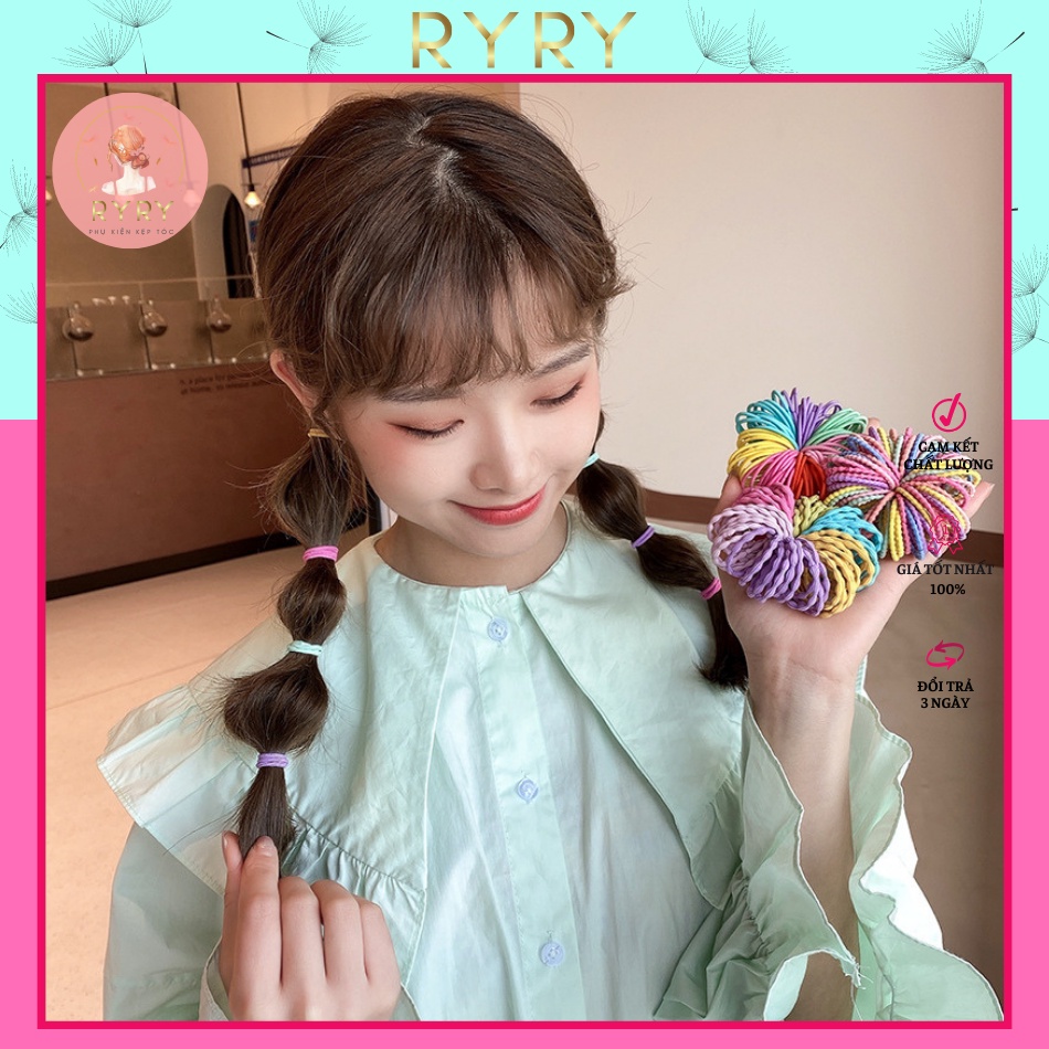 Set 60 dây buộc tóc, chun buộc tóc Hàn Quốc nhiều màu siêu xinh