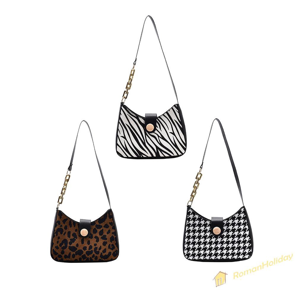 【On Sale】Vintage Animal Pattern PU Shoulder Totes Women Chain Top-handle Bag Hobo