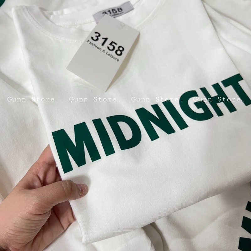 Áo Thun 3158 In Chữ MIDNIGHT Form Rộng Chất Cotton Khô Loại 1, Thoáng Mát, Thấm Hút Mồ Hôi - GUNN