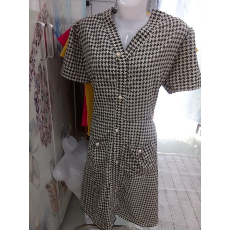 Đầm kẻ ô nút ngọc❤hàng y clip❤Size M/L/XL/XXL | BigBuy360 - bigbuy360.vn