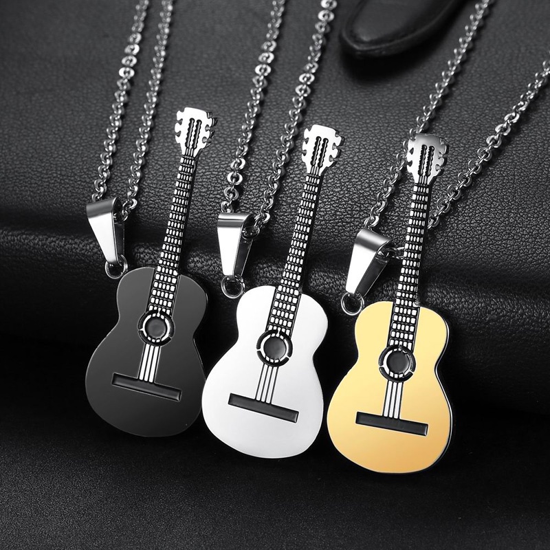 Vòng cổ Thép Không Gỉ Mặt Đàn Guitar Cổ Điển Thời Trang