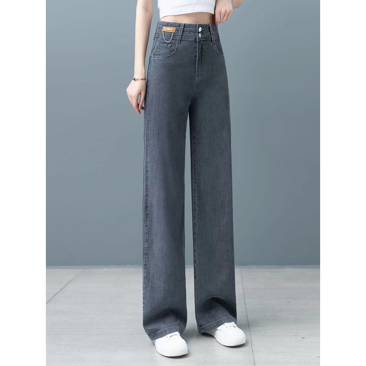 Quần jean ống rộng  nữ mã v988 Linna, quần jean cạp cao 3 màu phong cách diện phố bigsize