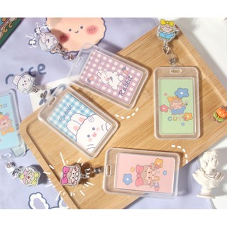 Dây rút thẻ yoyo và bao thẻ nhân viên, sinh viên, học sinh trong suốt hình thỏ đáng yêu