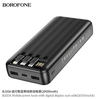 (Chính hãng) Pin sạc dự phòng borofone bj20a - 20.000 mah , có lcd , tích hợp sẵn 3 đầu cáp sạc nhanh