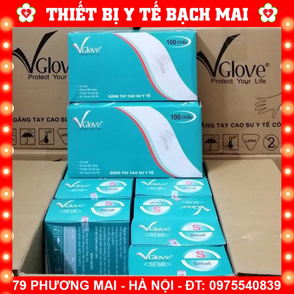 Bao Tay Cao Su Y Tế Vglove Hộp 100 Chiếc - Size XS/S/M