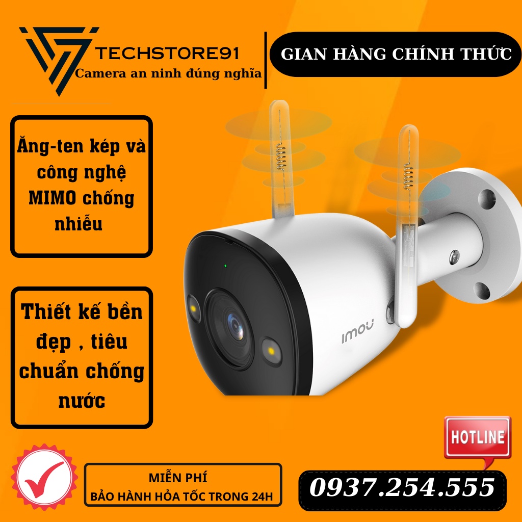 Camera wifi ngoài trời imou F22FP  có màu ban đêm ,báo động và nhắn tin về điện thoại TECHSTORE 91