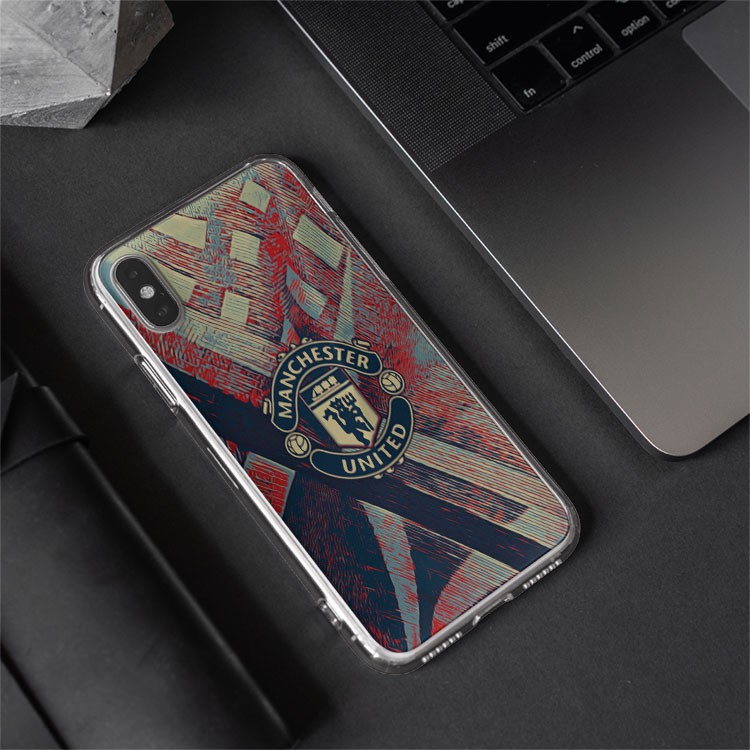 Ốp lưng iphone silicon chống bẩn đội bóng Manchester United in flag cho Ip 5 đến 11 12 Pro Max BLUMAN0062