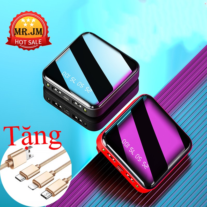 Sạc pin dự phòng 10.000 mAh tích hợp đèn pin 2 cồng output 2 cổng input thiết kế nhỏ gọn