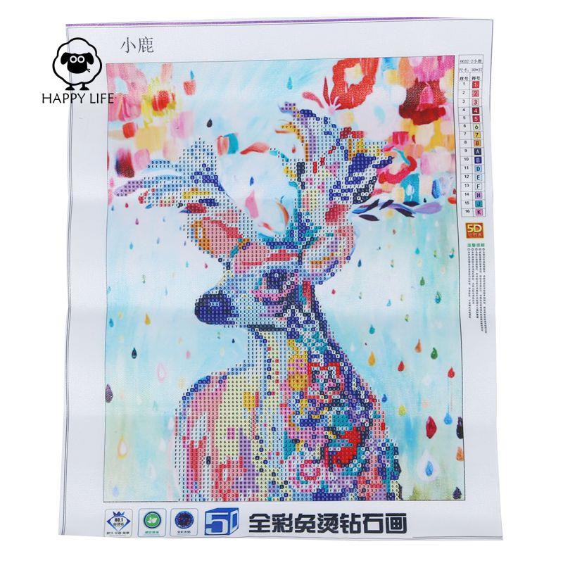 Bộ Tranh Đính Đá 5d Tự Làm Hình Chú Nai Độc Đáo 30x37cm