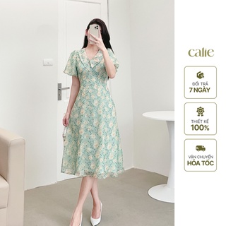 Váy dáng A phối cúc trai nữ tính, Đầm dáng suông tôn dáng Calie VA118