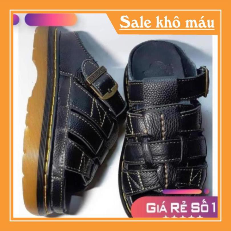 DÉP NAM 🔥 FREESHIP 🔥 Dép Nam quai ngang Doctor Dr.Martens da bò cao cấp hàng VNSX - Mã D2 Sale 11 :
