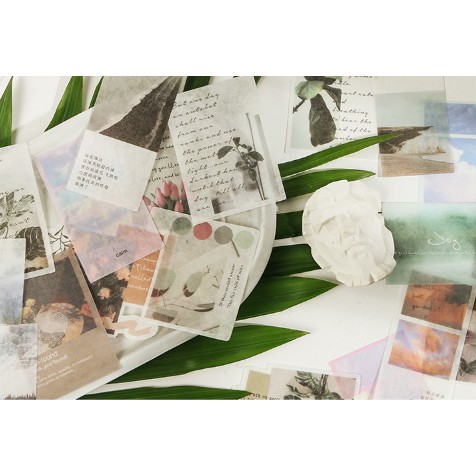 Set 40 Hình Dán DIY  Washi Paper Sticker Pack Time Letter Series Trang Trí Sổ Tay Bullet Journal