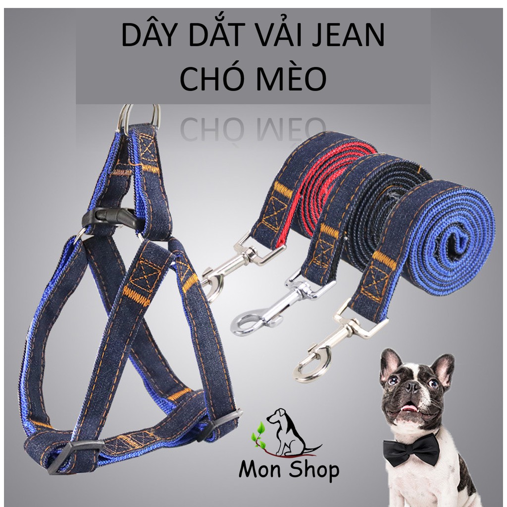 Dây dắt kèm yếm đeo cho chó dạng jean