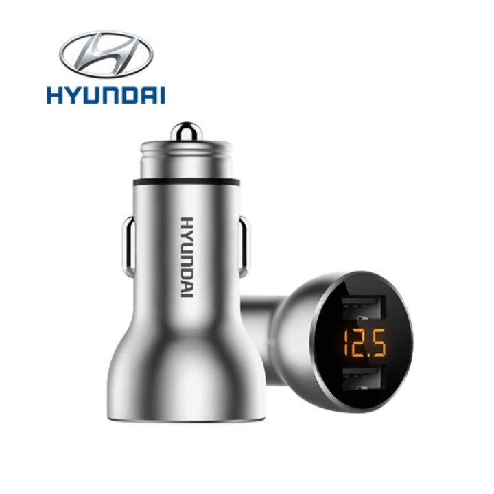 Tẩu sạc ô tô cao cấp thương hiệu Hyundai USB kép C12 - Hàng Nhập Khẩu Chính Hãng {CHÍNH HÃNG 100%}