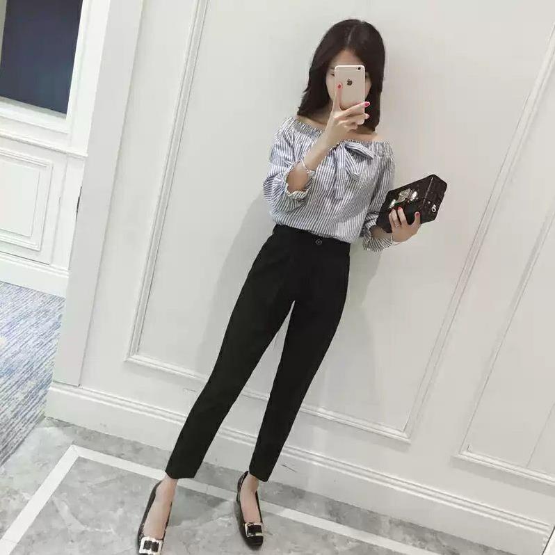Quần tây công sở kiểu mới khóa thật vải tuyết mưa 2 loại ống bằng