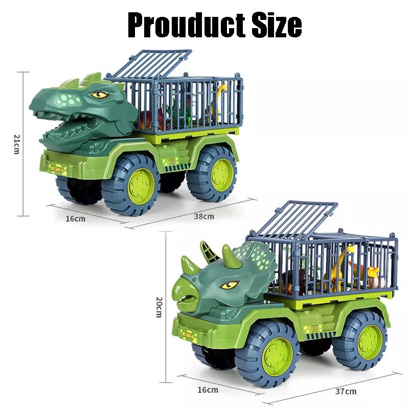 Đồ chơi xe ô tô khủng long chở thú bằng nhựa cao cấp loại siêu to cho bé, tặng kèm khủng long nhỏ