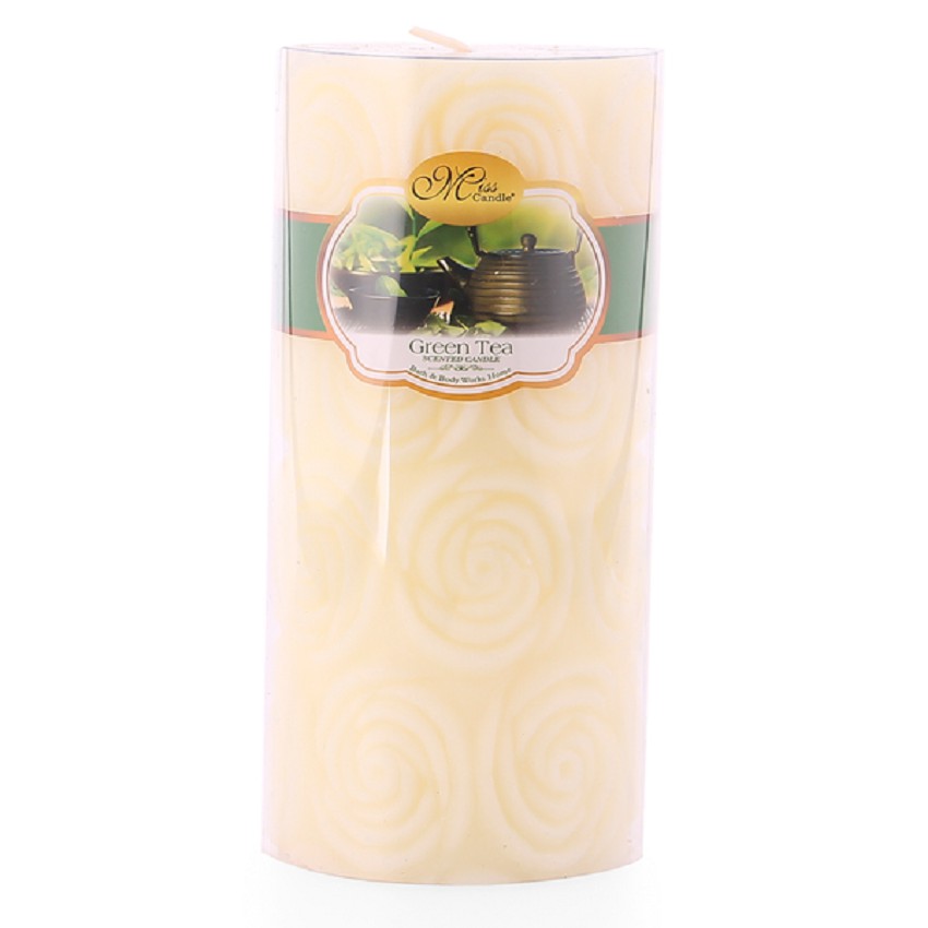 Nến thơm décor hoa hồng D7H15 Miss Candle NQM4985 7 x 15 cm (Vàng nhạt, hương táo)