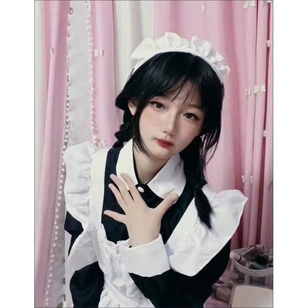 Maid váy đen và tạp dề RIKU, Maid hầu gái Riku, dành cho cả nam và nữ. hàng có sẵn, set hầu gái, nhân viên phục vụ.