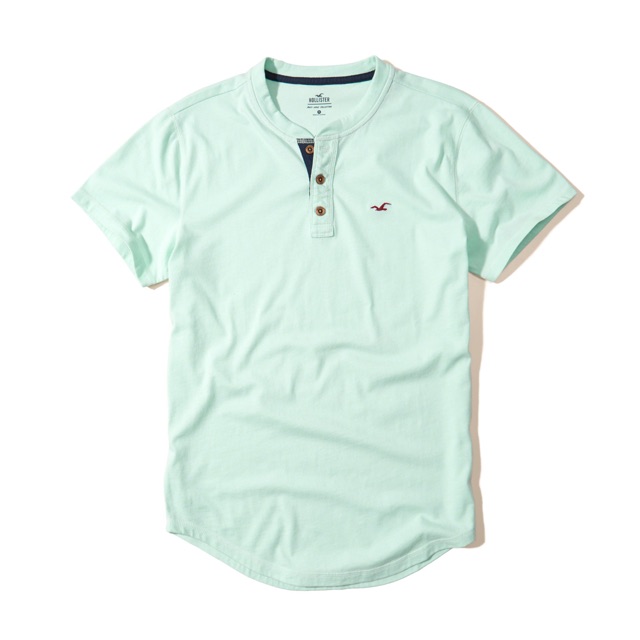 Áo thun hollister henley xanh lơ